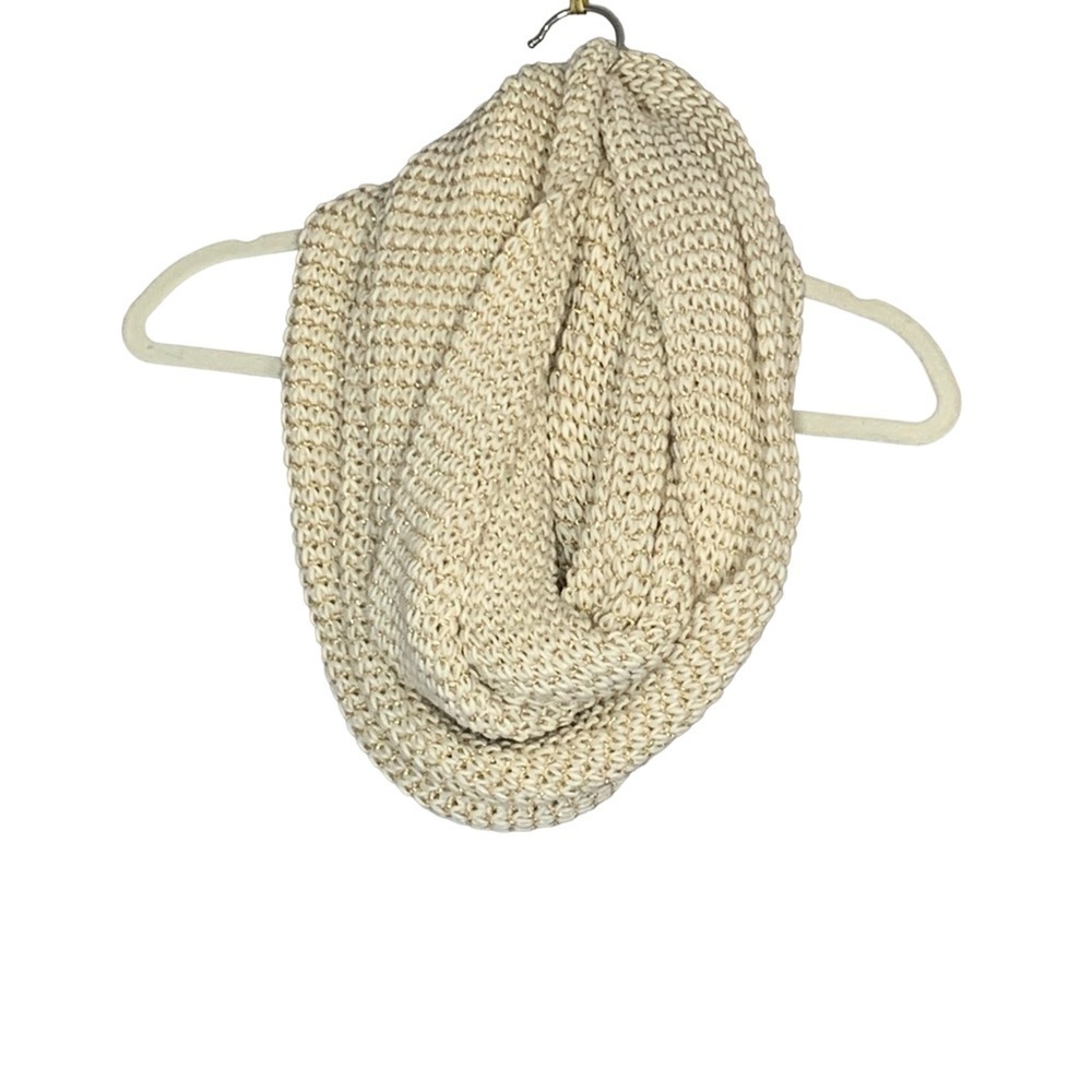 Merona festive white and gold chain‎ knit infinity scarf.